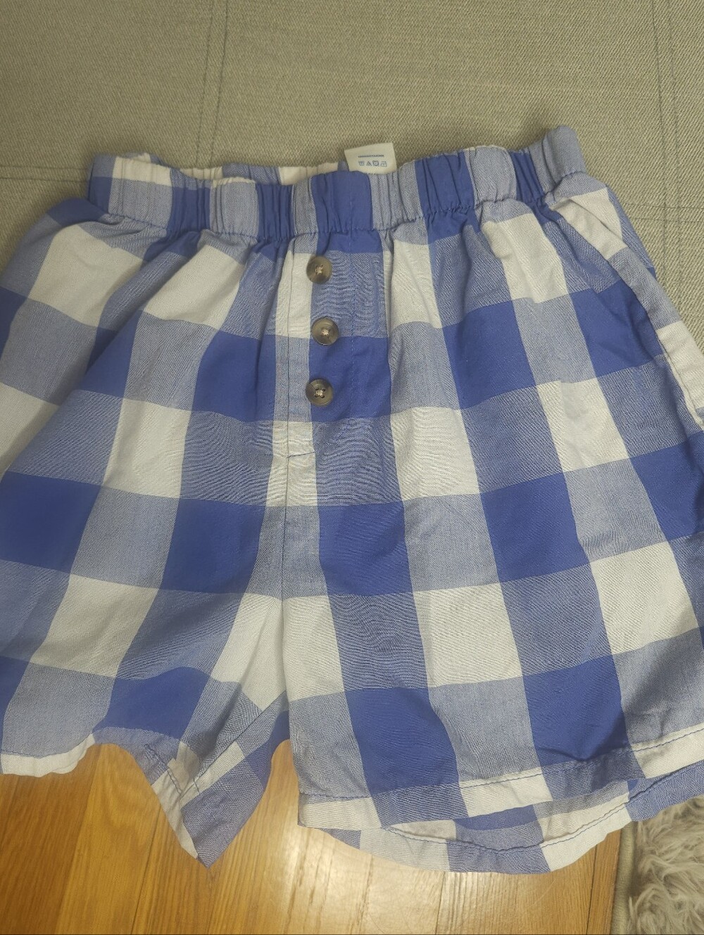 Children's Place Blue and White Gingham Short Pajama Set - Picture 3 of 5